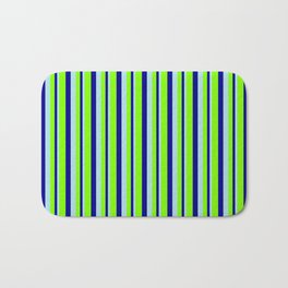 [ Thumbnail: Powder Blue, Dark Blue, and Chartreuse Colored Lines Pattern Bath Mat ]