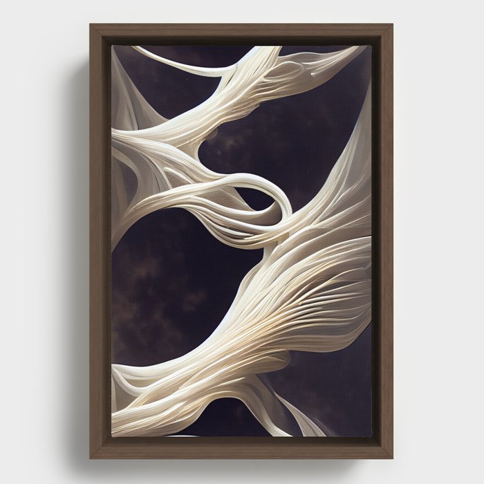 Mental Filaments - Smoke and Vapor on Dark Background Framed Canvas