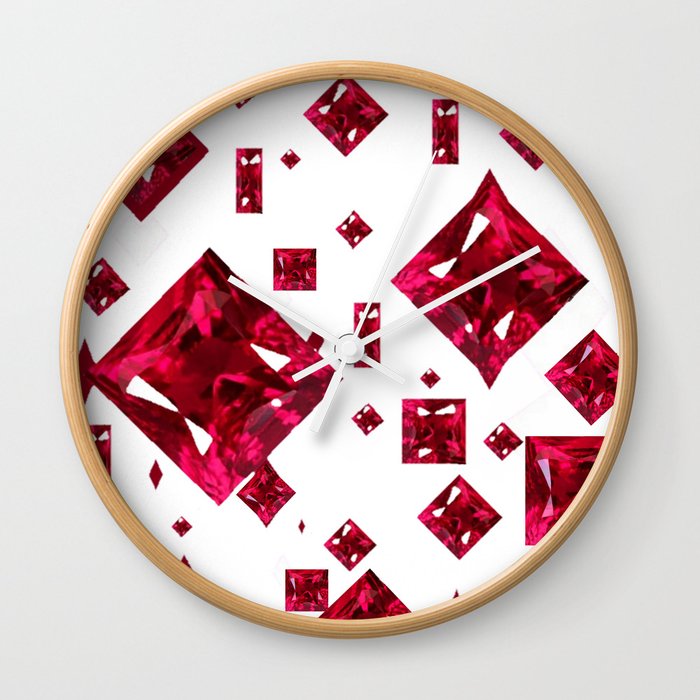 Ruby Gems Abstract Design on White Wall Clock