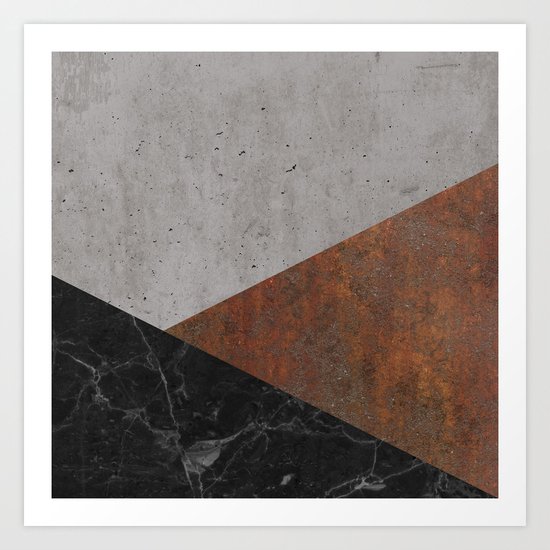Concrete, rusted iron, marble abstract Art Print