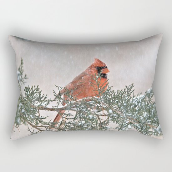 Snowfall Cardinal Rectangular Pillow