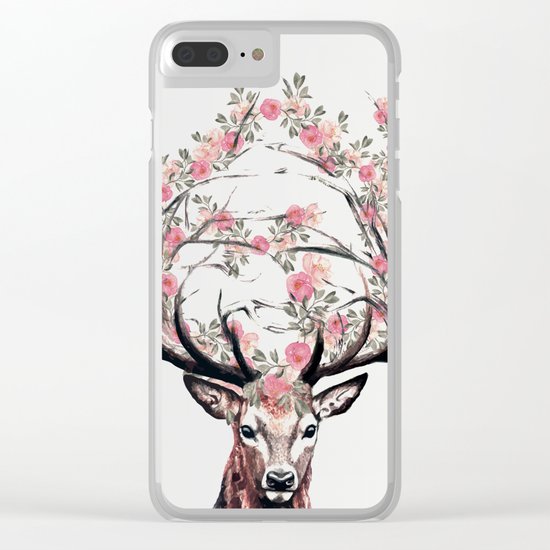 Deer and Flowers Clear iPhone Case