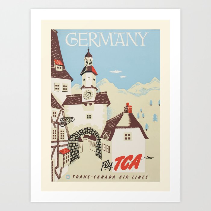 Vintage travel poster-Trans-Canada Air lines-Germany. Art Print