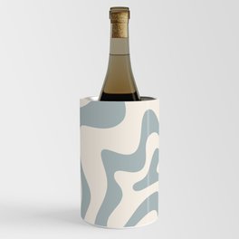 Liquid Swirl Abstract Pattern in Light Blue-Gray and Cream Wine Chiller
