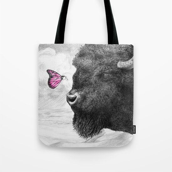 Bison and Butterfly Tote Bag