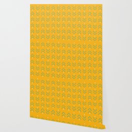 Arrow Geometric Pattern 27 in Turquoise Gold Wallpaper