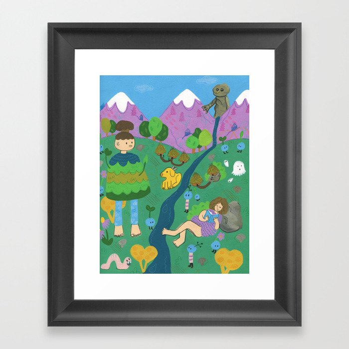 Reading with the Forest Spirits Framed Art Print
