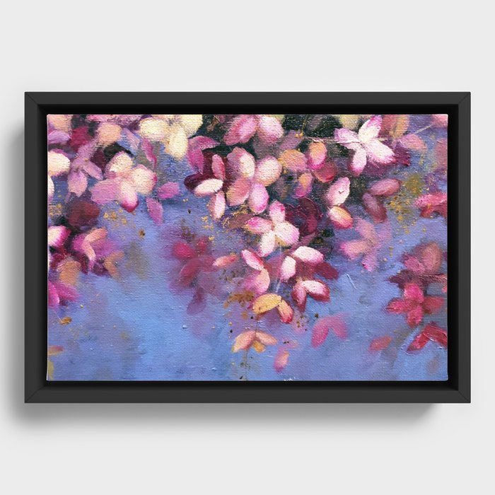 Pink Hydrangeas Framed Canvas