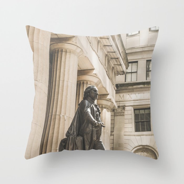 Federal Hall, New York City photo, George Washington statue, NY, NYC photography Throw Pillow