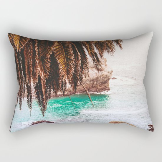 vintage ocean #palm tree Rectangular Pillow