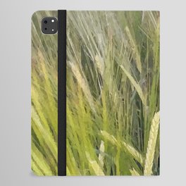 Green wheat field by the river agriculture landscape in the country iPad Folio Case