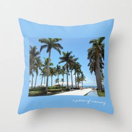 Florida Beach Resort | Palm Tree Pathway To The Beach And Blue Sky | Pictures With Weekend Vibes Throw Pillow