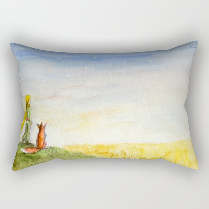 Little Prince, Fox and Wheat Fields Rectangular Pillow