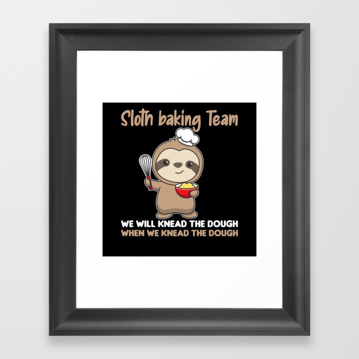 Sloth Baking Team Funny Sloths Bake Cake Framed Art Print
