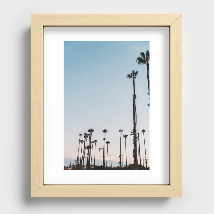 Palmtrees Marrakech by moonlight | Streetlife Morocco | Travel Photography Middle-East Recessed Framed Print