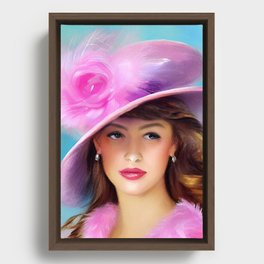 Pink and Purple Derby Feather Hat Framed Canvas