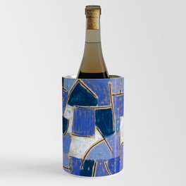Bauhaus Paul Klee Blue Night Painting Abstract Mid century modern Geometry  Wine Chiller