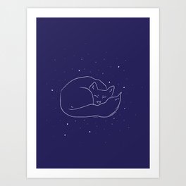 Arctic fox in a winter starry night Art Print