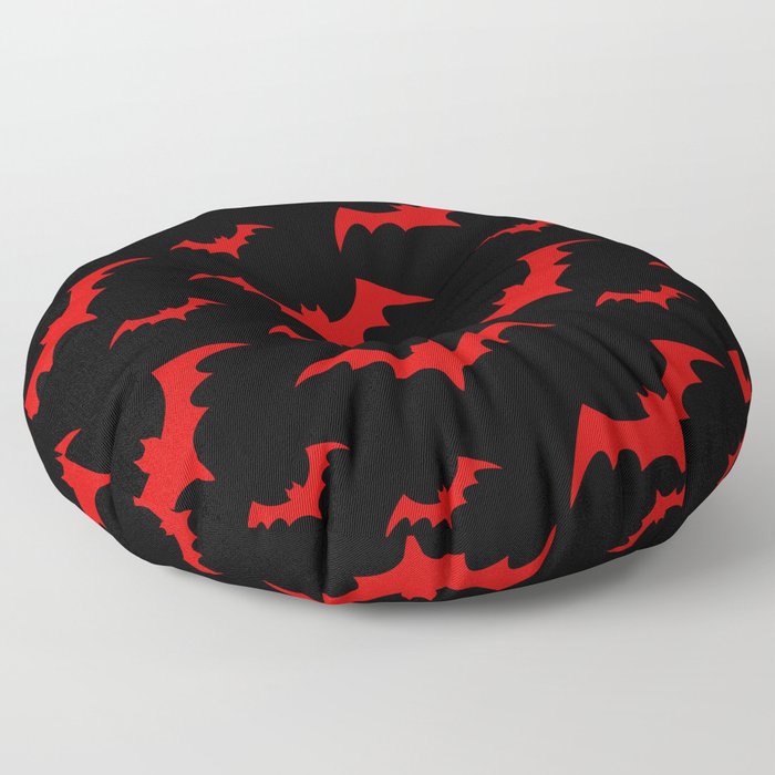 Halloween Bats Black & Red Floor Pillow