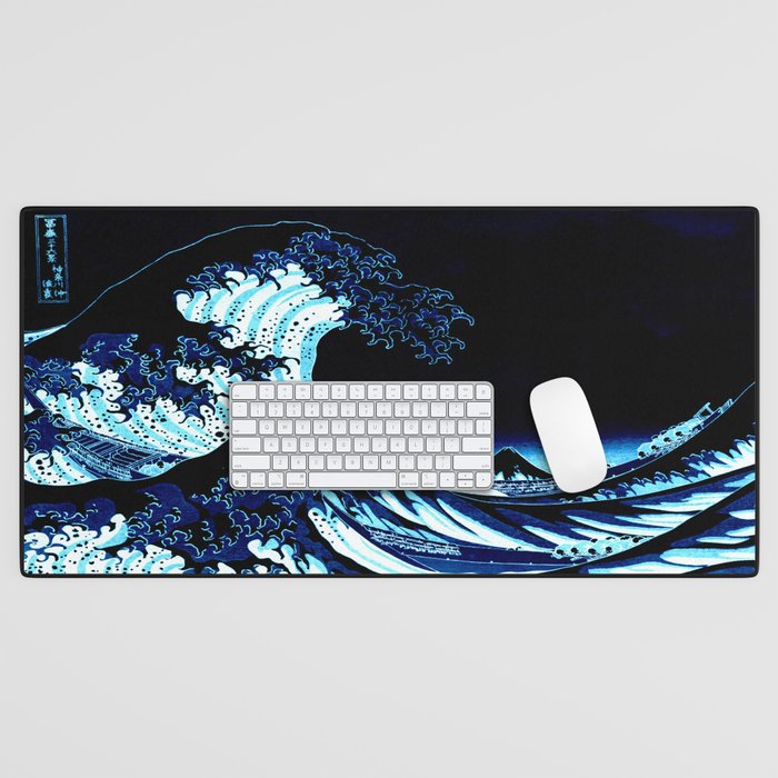 Midnight Great Wave: Enigmatic Depths Desk Mat