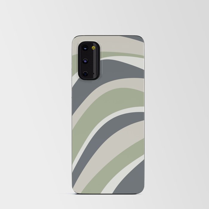 Funky Wavy Lines in Grey, Green and Neutral Tones Android Card Case