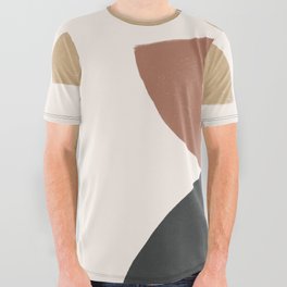 Earth Colored Woodblock Mid-Century Modern All Over Graphic Tee