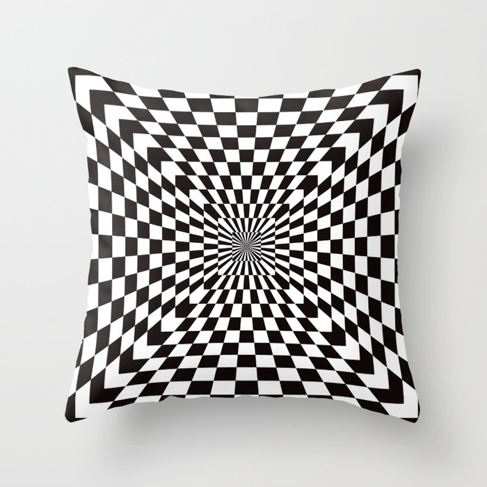 Checkered Optical Illusion Throw Pillow