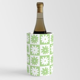 Green And White Checkered Flower Pattern Wine Chiller