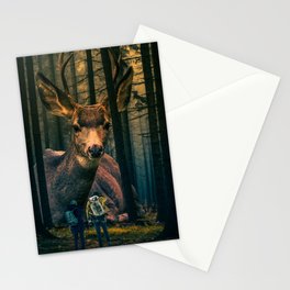 Meeting a Giant Deer Deep in the Forest Stationery Card