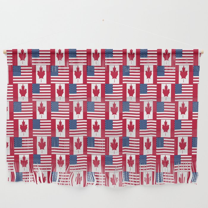 Mix of flag : Usa and Canada Wall Hanging