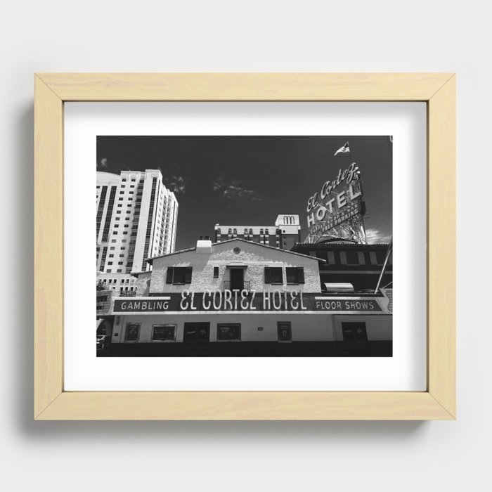 El Cortez Hotel, Las Vegas in Black and White Recessed Framed Print