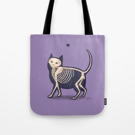 Skeleton Cat Purple Background Tote Bag