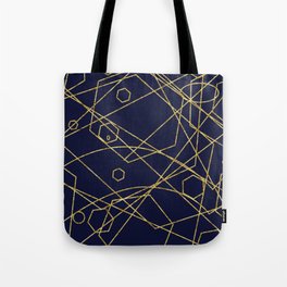 Geo Gold Blue Abstract Tote Bag