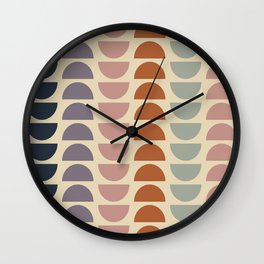 Geometric Shapes Pattern in Earthy Pastels Wall Clock