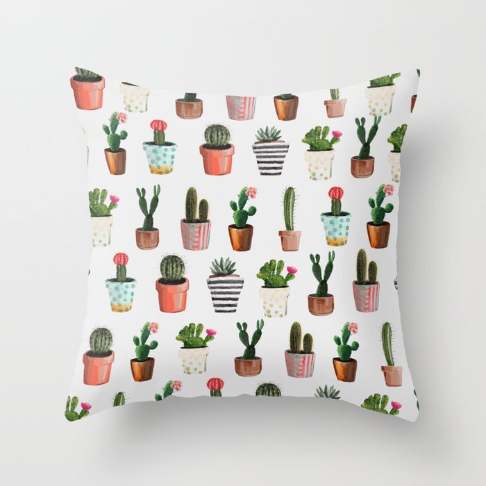 CACTI | Watercolor succulent cactus collection Throw Pillow