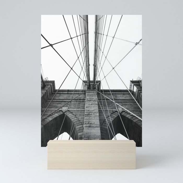 Brooklyn Bridge Minimalist | Black and White Photography Mini Art Print