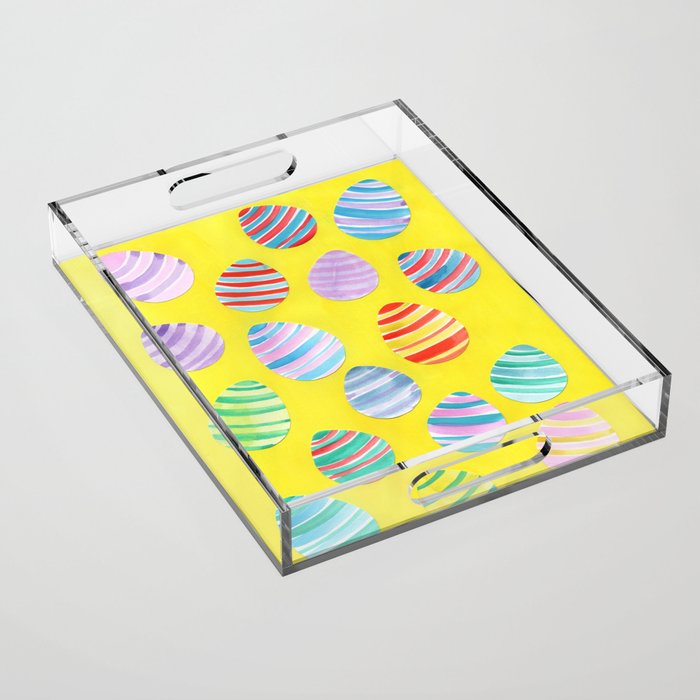 Easter Egg Watercolor Pattern -  Yellow Acrylic Tray