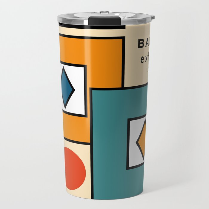 Modern Colorful Bauhaus Art Geometric Architecture Abstract Mid century Modern Retro  Travel Mug