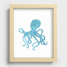 Blue Watercolor Octopus  Recessed Framed Print
