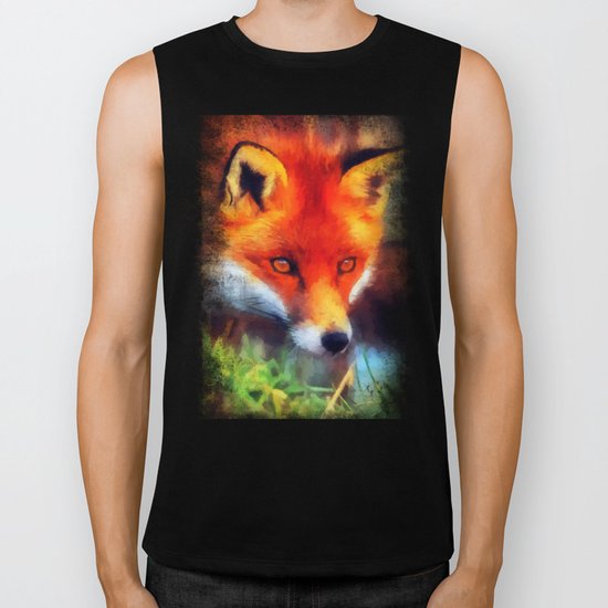 Watercolor Fox Biker Tank