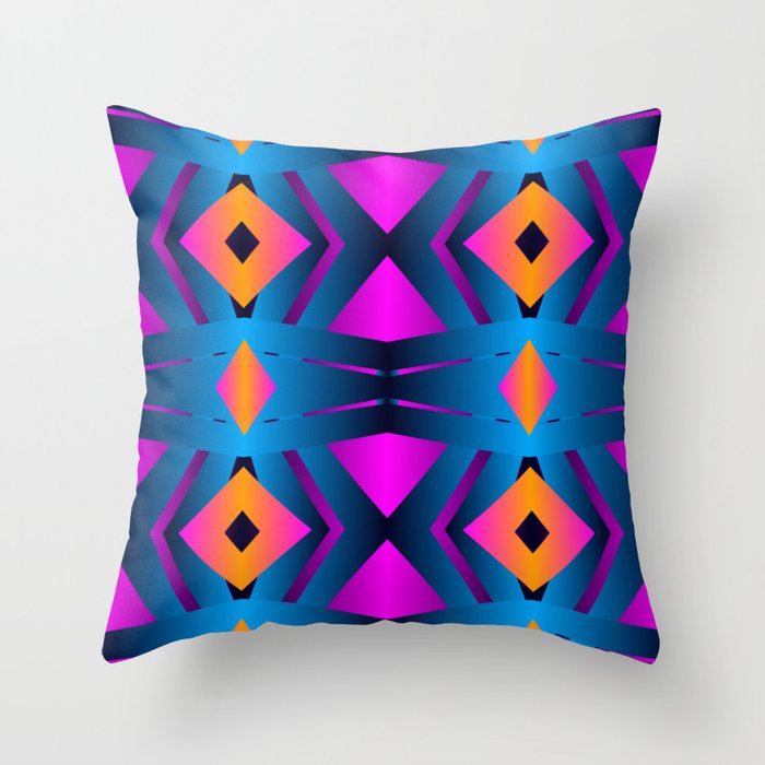 Blue and Purple Pattern Throw Pillow