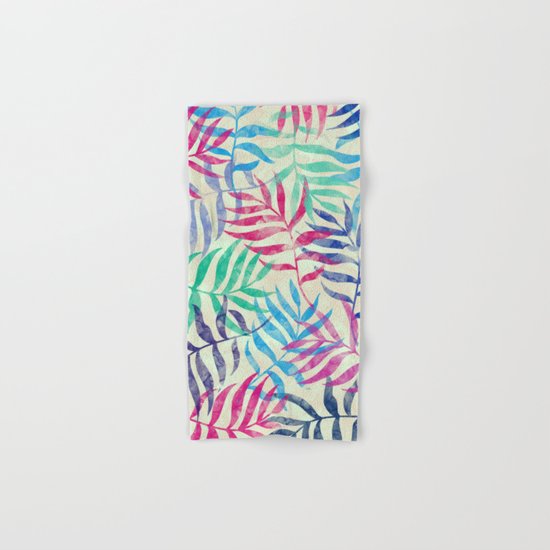 Watercolor Tropical Palm Leaves Hand & Bath Towel