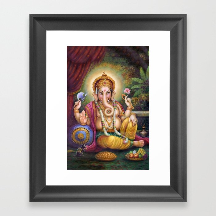 Lord Ganesha, Remover Of Obstacles, Patron Deity Of Writers. Framed Art Print