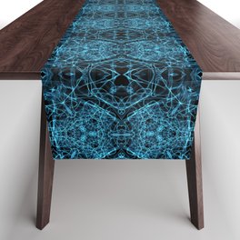 Liquid Light Series 31 ~ Blue Abstract Fractal Pattern Table Runner