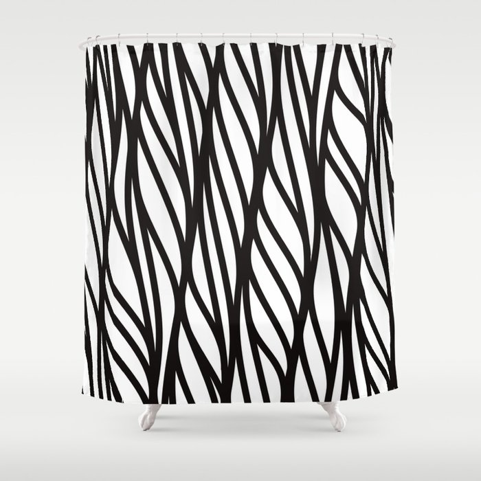 Modern black white abstract geometrical swirls Shower Curtain