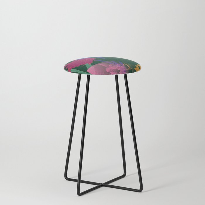 Dark Fall Flower Pattern For Home Goods Emerald Green Magenta