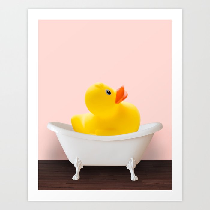 Playing duck in bathtub#pink Art Print