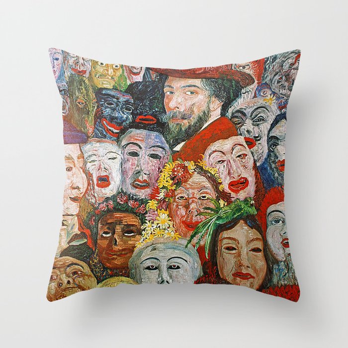 A face in the crowd; Ensor with Masks, selfportrait, Ensor aux masques grotesque art portrait