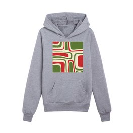 Palm Springs Mid Century Modern Abstract Pattern in Retro Christmas Green Red Cream Kids Pullover Hoodies