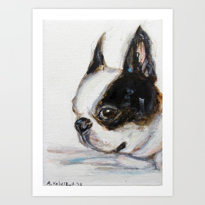 Boston Terrier Smile Painting Art Print By Artbyangie Society6
